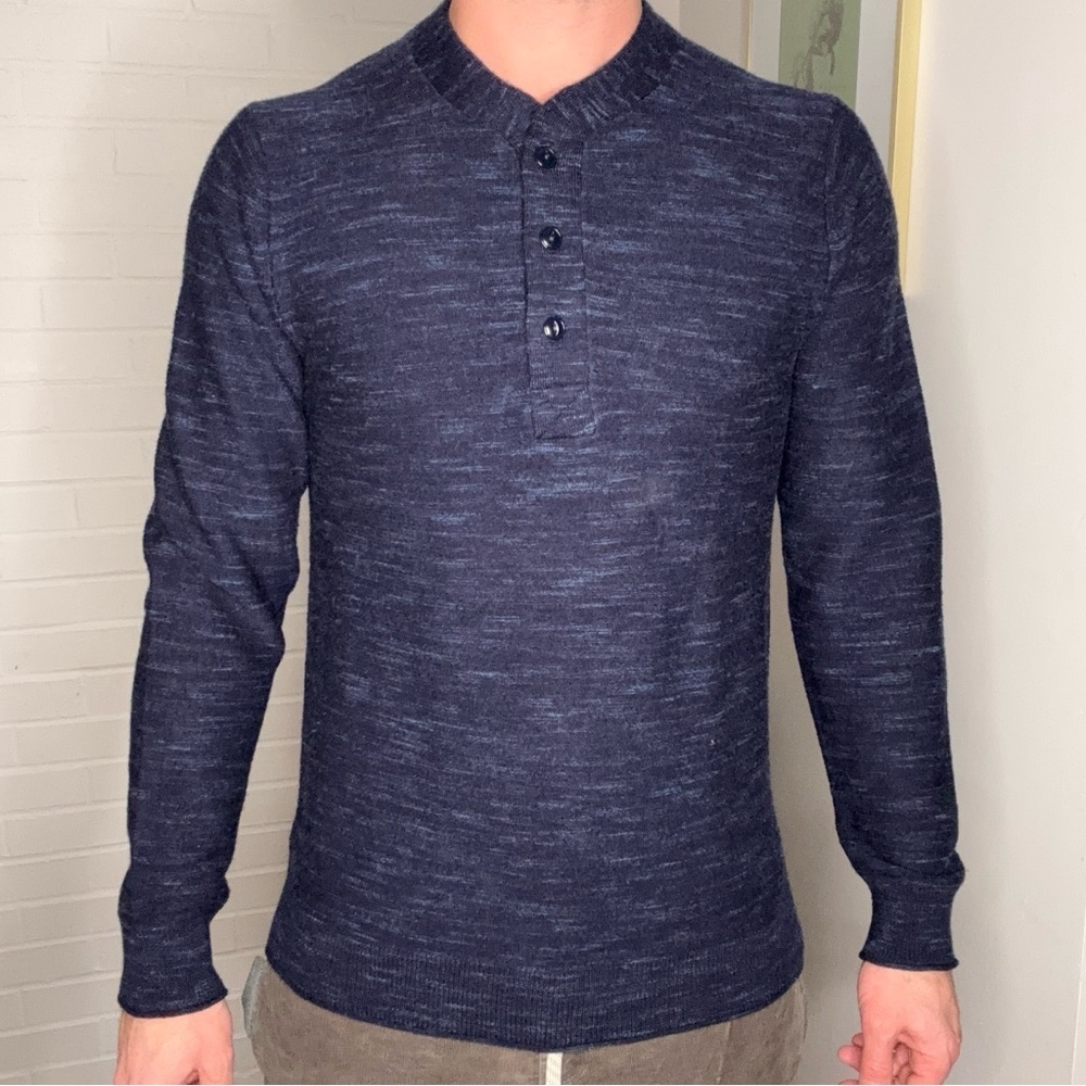 Bonobos Slim Fit Merino Henley Sweater Men’s Size Medium Blue